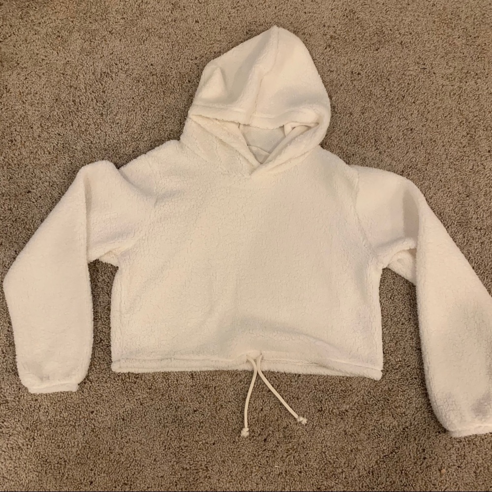 White Cropped Hoodie